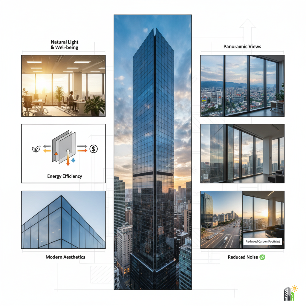 مزایای استفاده از نماهای شیشه‌ای در ساختمان