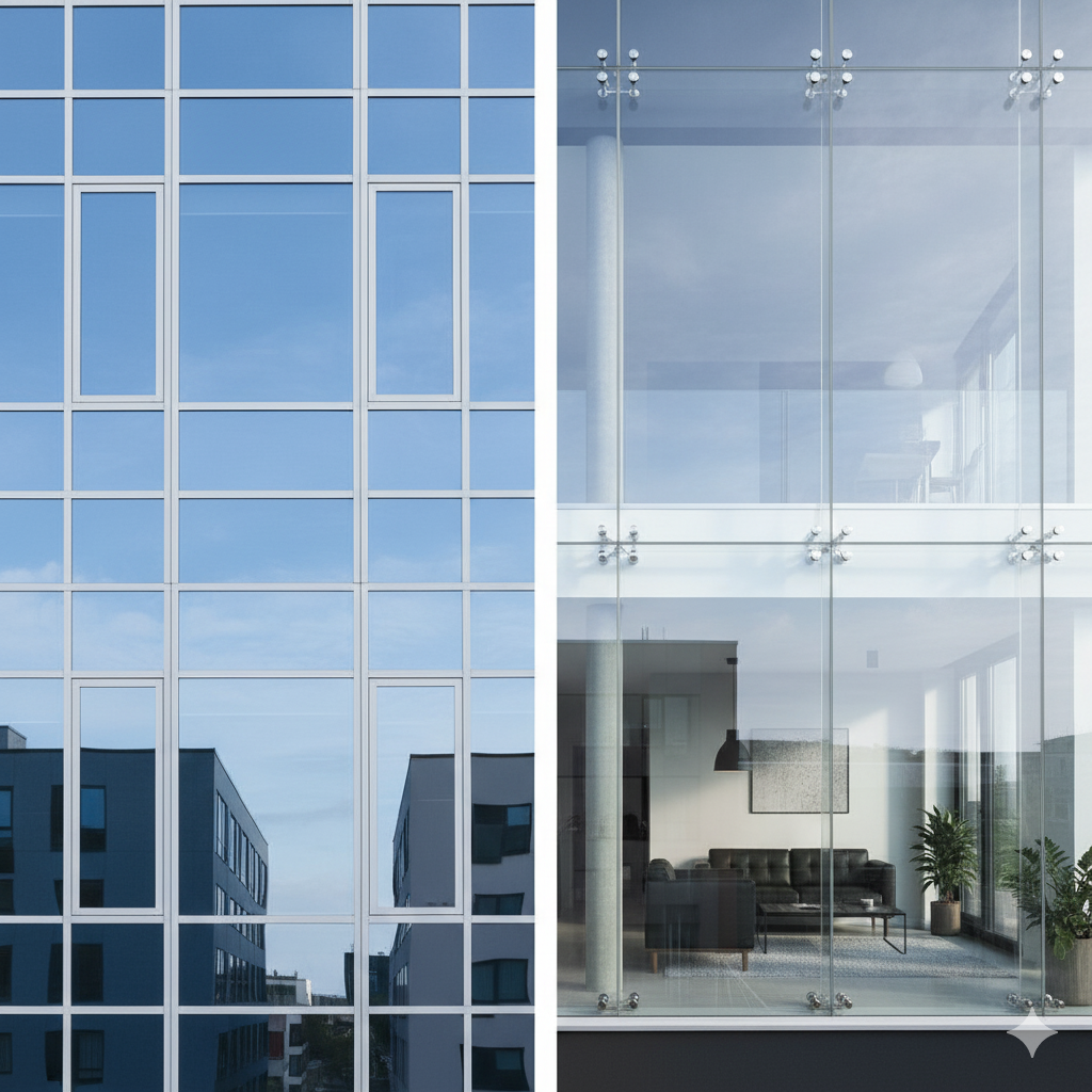 نماهای کرتین‌وال و شیشه‌ای (برنا ویو)