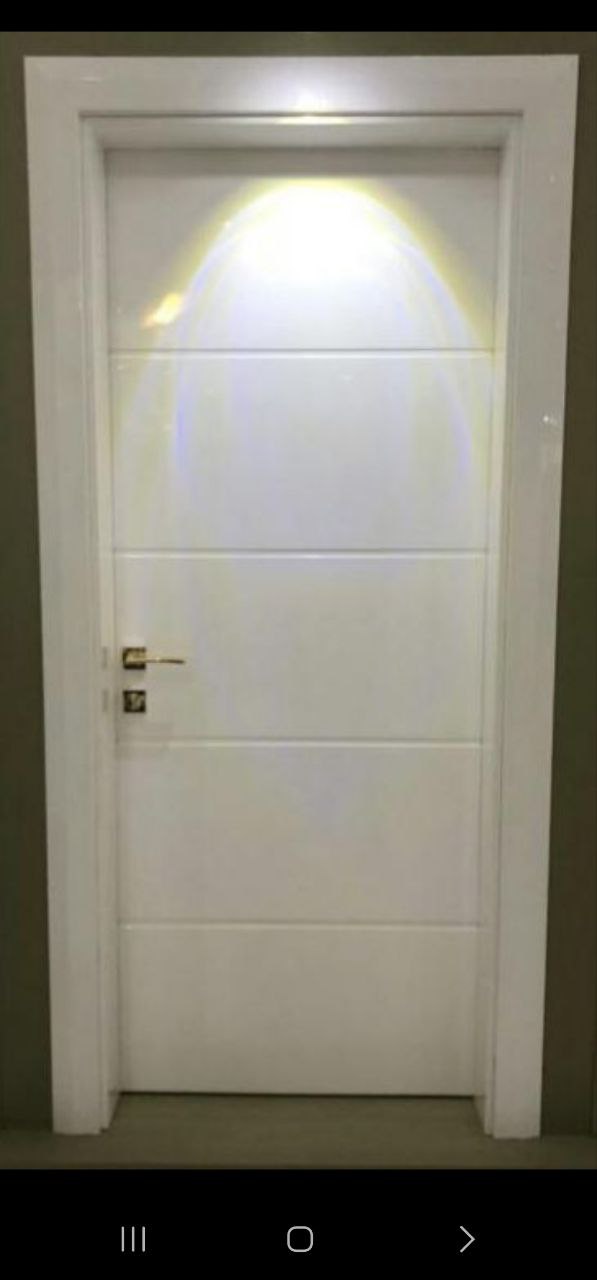 درب داخلی پلی وود سبزین در مدل خطی افقی S-102 سفید براق